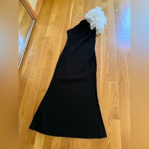 Tadashi Shoji Black and White Asymmetrical Cocktail Gown